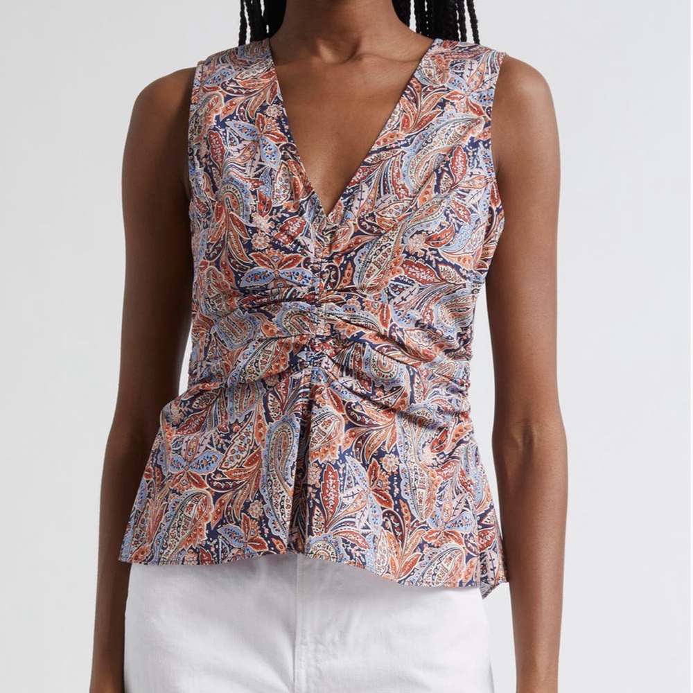 Veronica Beard Multicolor Paisley V-Neck Blouse